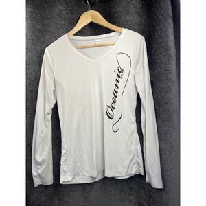 Oceanic Gear White Long Sleeve V Neck Fish Graphic Performance Shirt Womens M